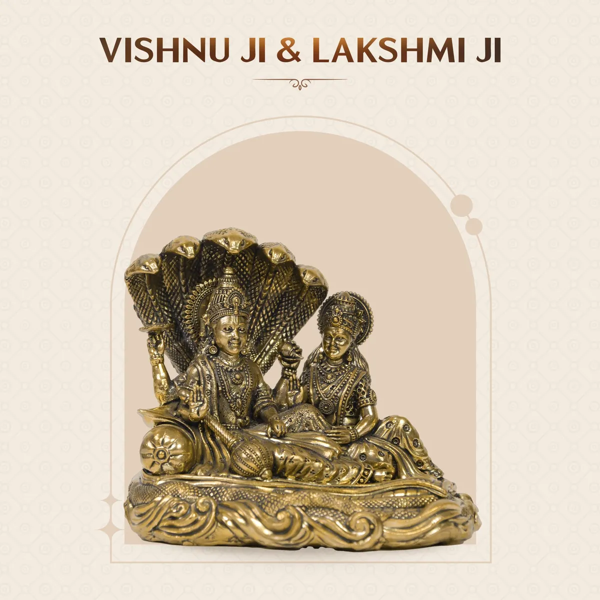 Brass Superfine Vishnu Ji & Lakshmi Ji on Shesh Naag Statue (4 Inch)